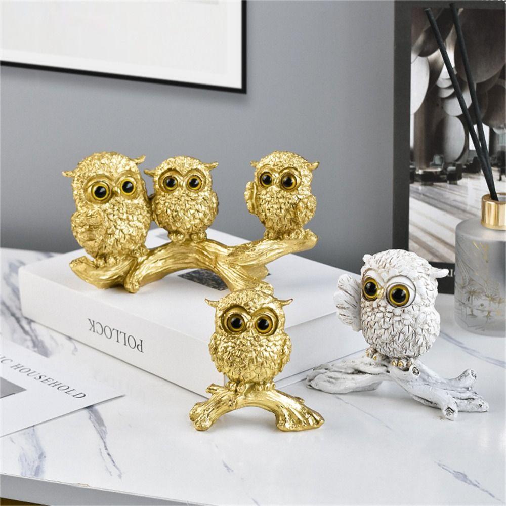 Креативный орнамент в виде совы, милая миниатюрная статуэтка, скульптура, микроландшафтная статуэтка животного, настольная