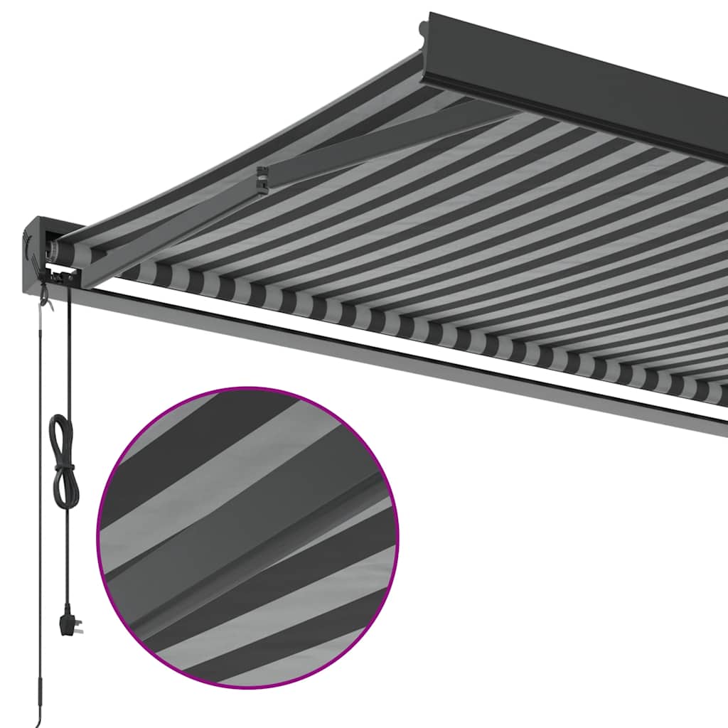 Retractable Awning Anthracite & White 3.5x2.5 m Fabric & Aluminum