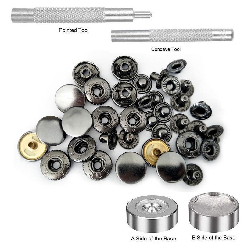 25 Компл./Упак. 10/12/15мм Металлические Кнопки-Кнопки Швейная Пуговица Кнопка-Застежка + 2шт Инструменты + 1шт Основание для Шитья Кожаное Ремесло Одежда Сумки