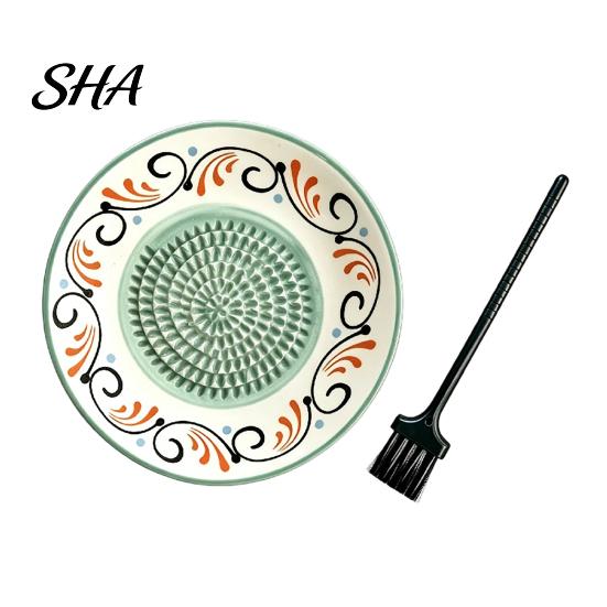 Handheld Vegetable Grinder Ceramic Garlic Ginger Grater, 2-in-1 Manual Shredder Plate for Kitchen Cooking, Flat Efficient Spice Mincing Base