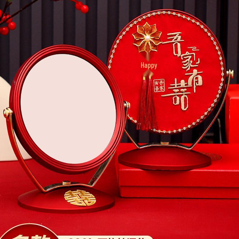 Полный свадебный набор невесты в европейском стиле: Пара зеркал и красные приданые вещи