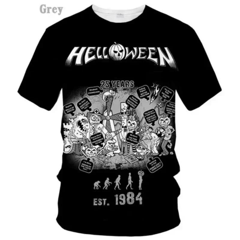 Футболка с 3D-принтом Rock Band Helloween для женщин и мужчин, летняя, с круглым вырезом, коротким рукавом, модная, с графическим рисунком, футболки для косплея