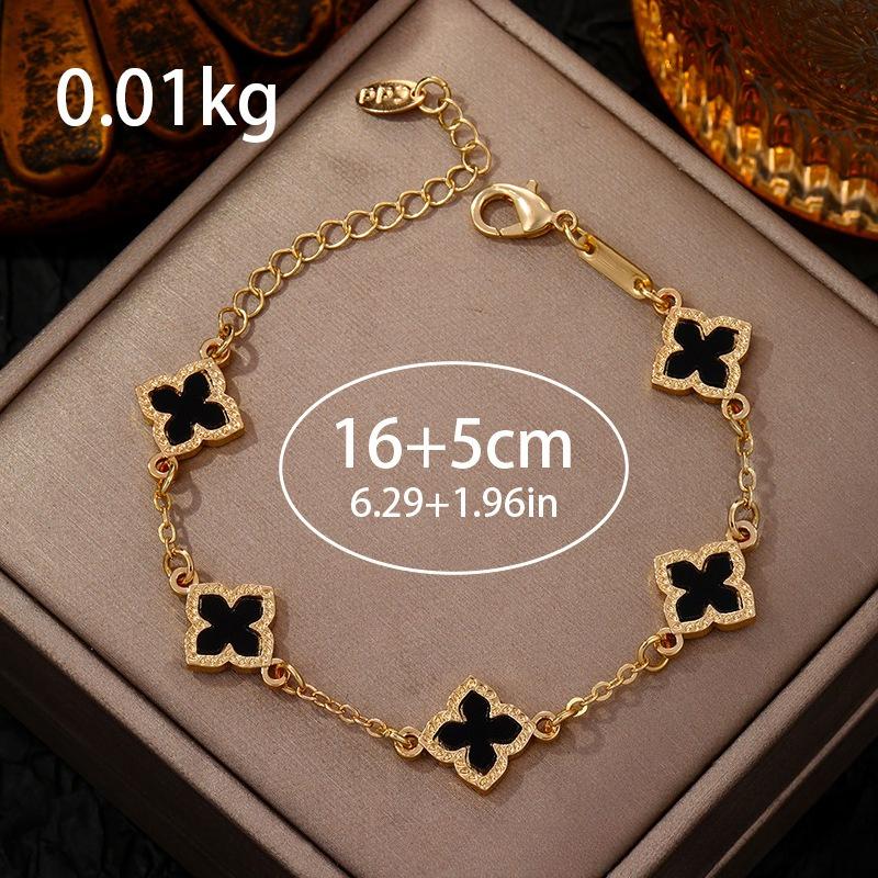 LENNIK Classic Luxury Lucky Clover Bracelet for Women, Elegant Five Leaf Flower Bracelet, Temperament Four Leaf Flower Jewelry