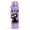 1PC I'm Fine Everything Is Fine Black Cat 750ml Color Plastic Sports Water Bottle Leakproof Flip Straw Lid Suitable for Sports Office Home Use