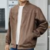 Мужская замшевая куртка Весенне-осенняя модная повседневная куртка-кардиган на молнии с длинным рукавом