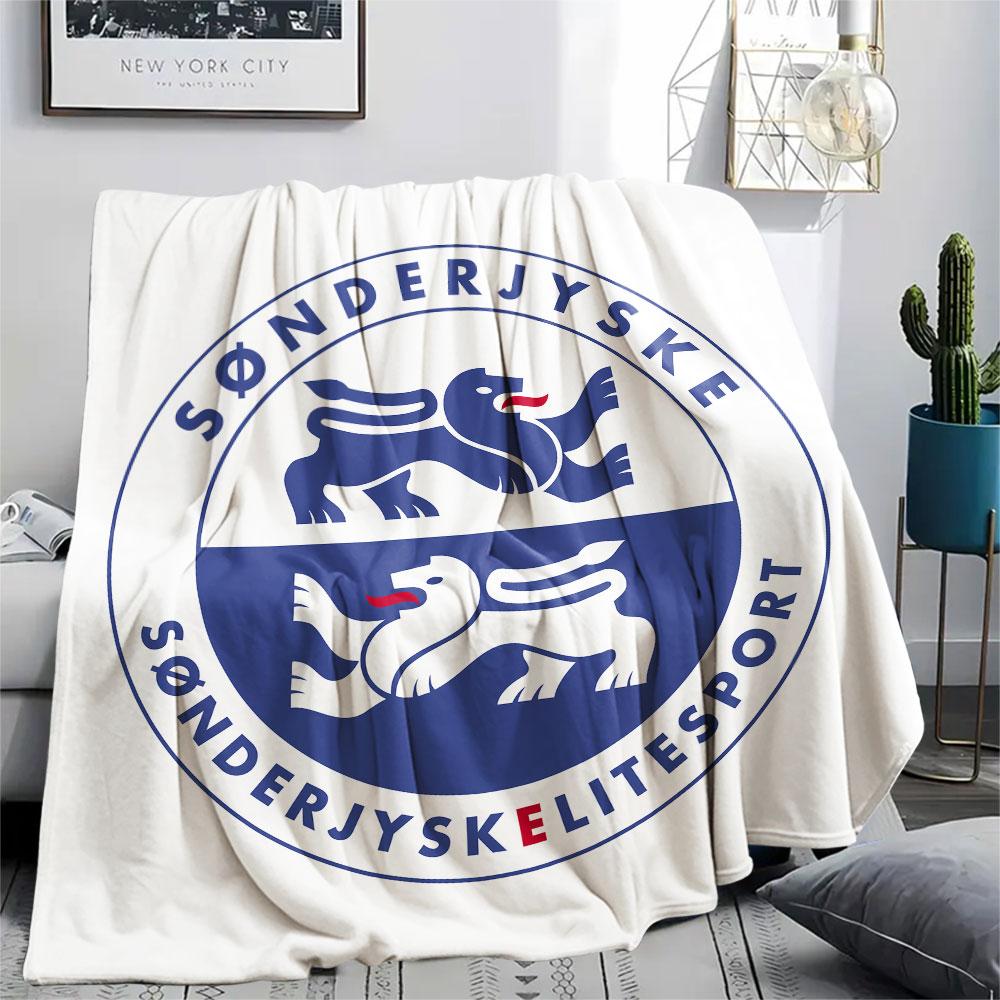 sonderjyske FC Printed Flannel Blanket, soft throw for bedroom sofa, washable,soccer fan merchandise, great gift.