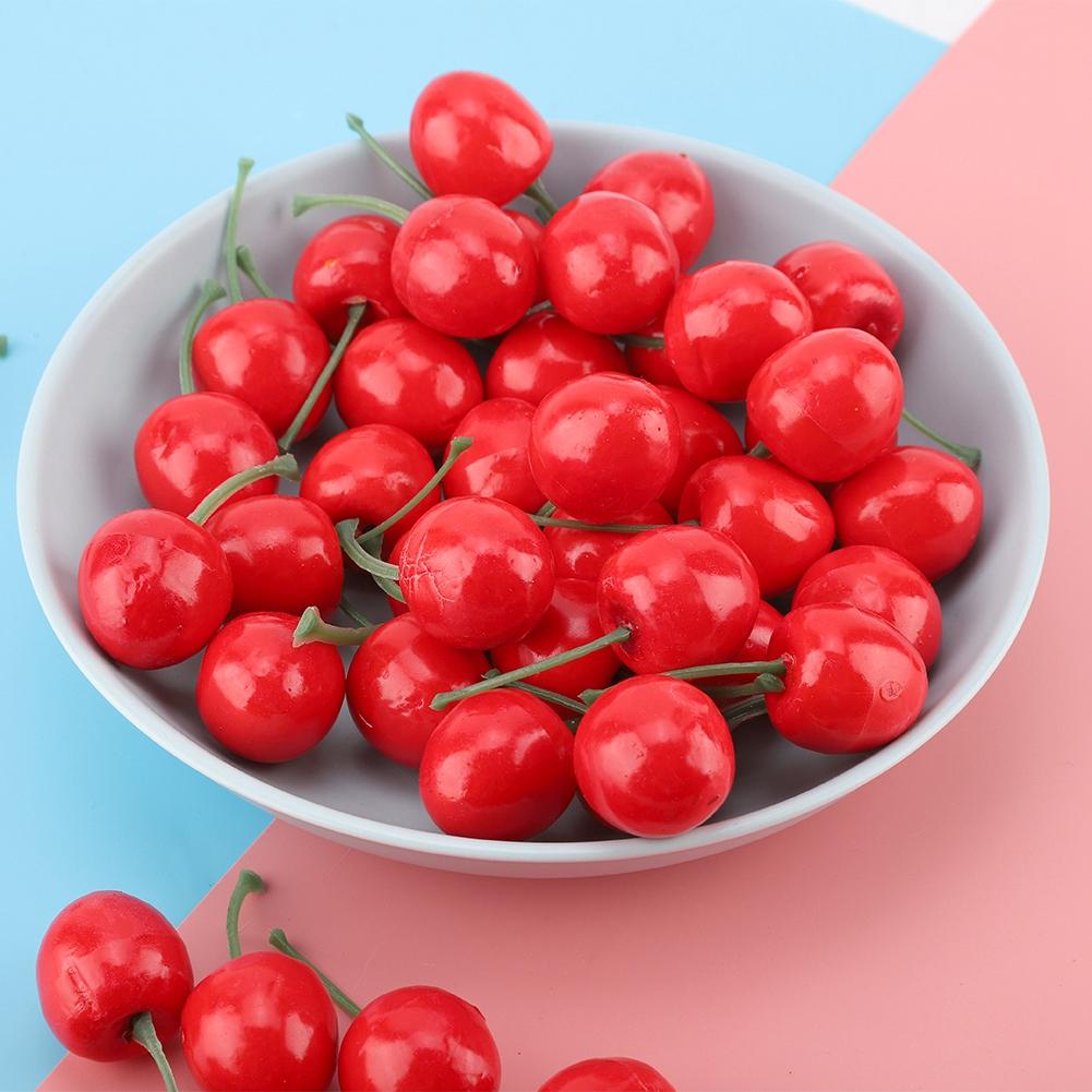 50Pcs Cute Artificial Cherry Fruit Home Decor Decoration Ornament Accessories