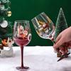 Hand Painted Christmas Theme Glass Goblet Transparent Crystal Cups Creative Red Wine Glass Hotel
