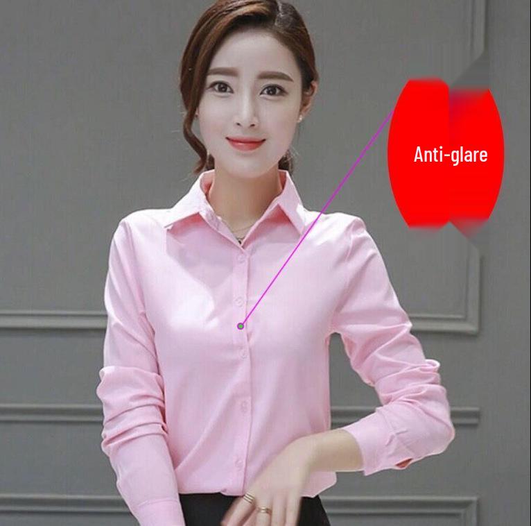 Женская блузка с длинным рукавом в корейском стиле - Повседневная, Большого размера, Рубашка с защитой от просвечивания