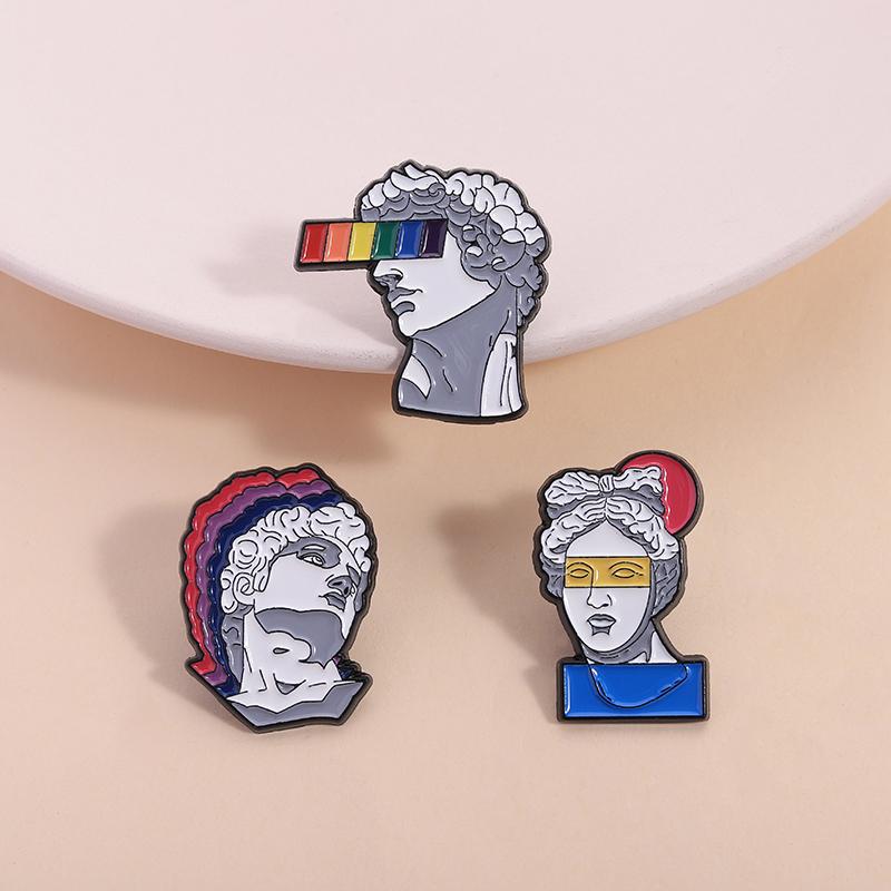 Art Sculpture Head Enamel Pins Custom Creative Celebrity Brooches Lapel Badges Clothes Funny Jewelry Gift for Friends