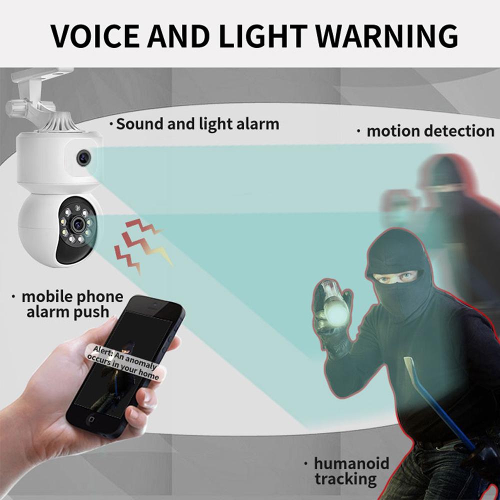 Беспроводная камера безопасности 1080P HD, Wi-Fi-камера, 3-мегапиксельная камера с панорамированием/наклоном и ИК-ночной отслеживанием движения на 360 градусов