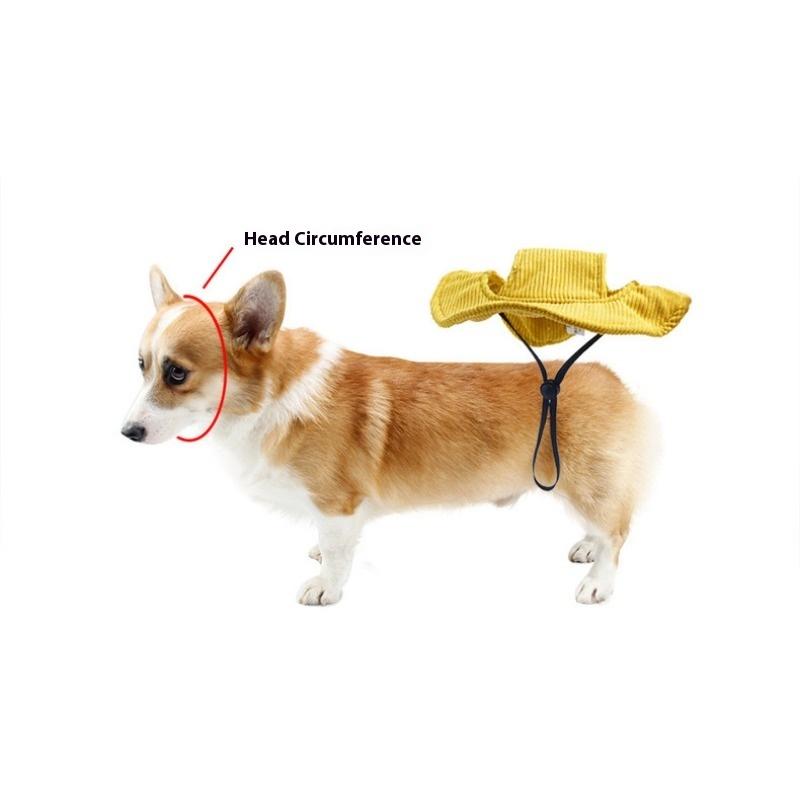 Cute Dog Hat Open Ears Pet Bucket Hat Sunshade Dress Corgi Sunscreen Small Yellow Hat