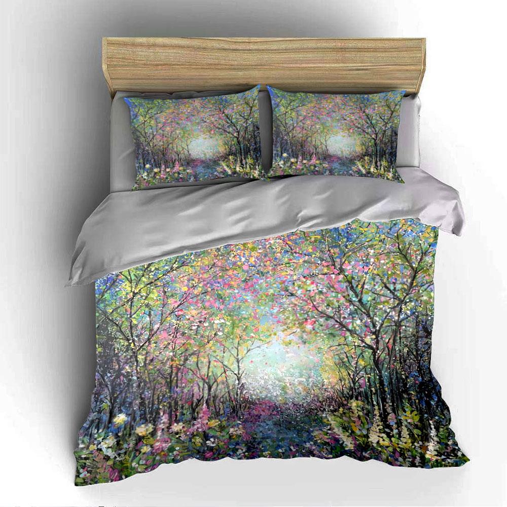 Colorful Forest Path Artwork Bedding Duvet Cover Set Duvet Cover Pillowcases (1*Duvet Cover 2*Pillowcases, without duvet insert)