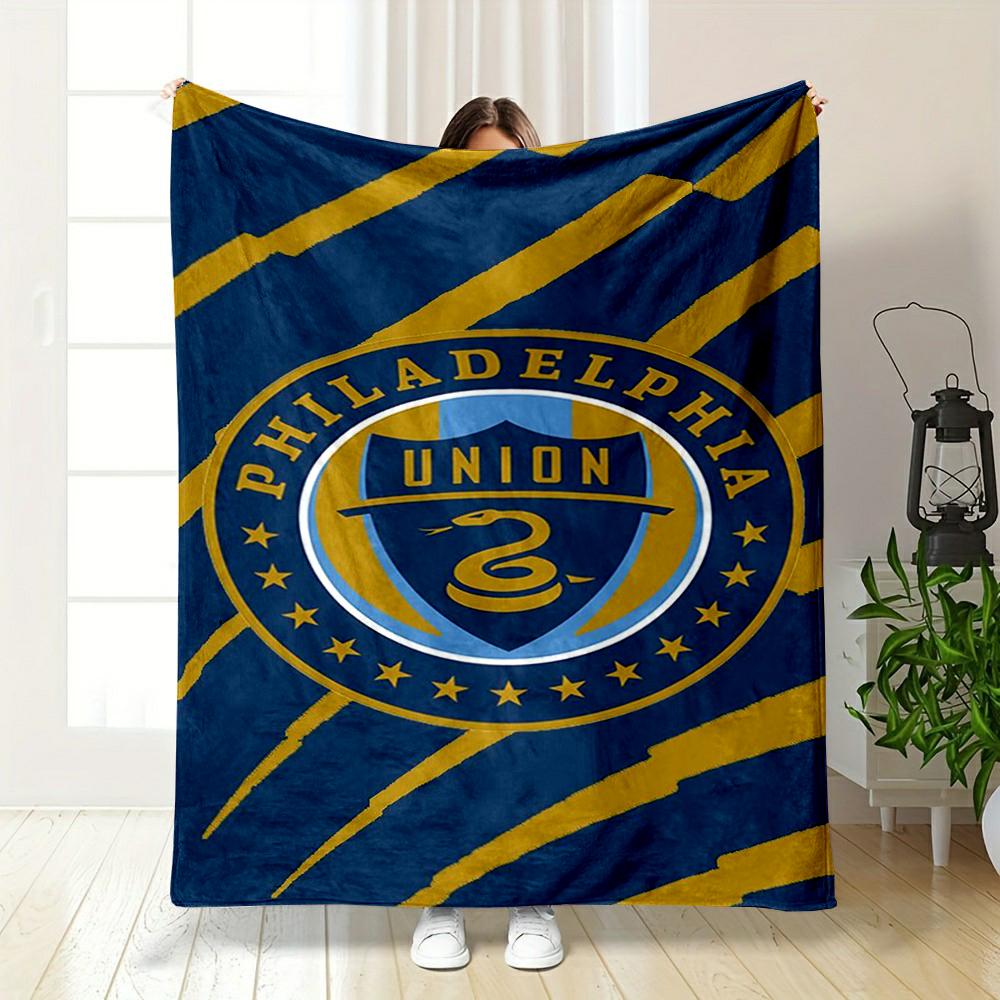 Philadelphia Union Logo printed Flannel blanket for bedroom, living room, sofa, and nap