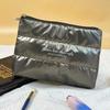 Portable Shiny Fluffy Makeup Bag Large Capacity Zipper Pouch Cosmetic Bag Quilted Puffer Toiletries Skincare Storage Bag Travel