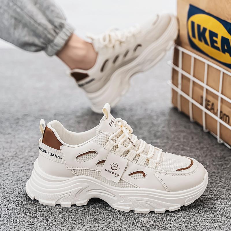 Обувь Daddy, мужская осенняя новая дышащая сетчатая обувь, мужская модная универсальная обувь на платформе белого цвета, мужская спортивная и повседневная обувь