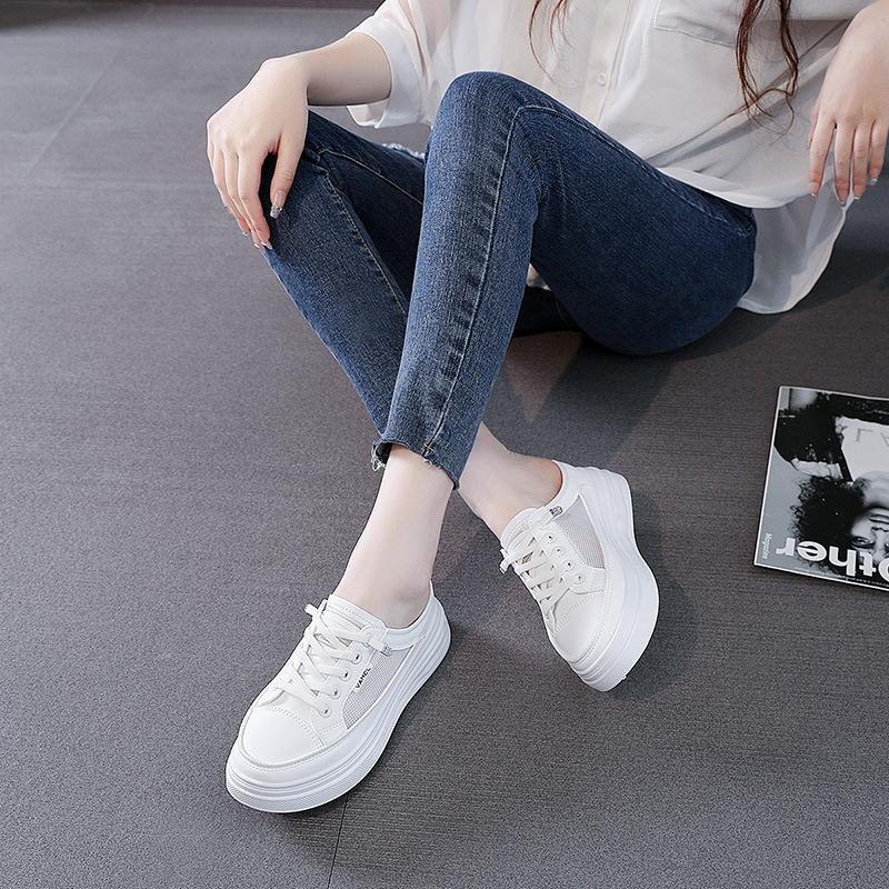 Summer Trendy Women's Half Slippers Fashion Breathable Platform Shoes Modern Sandals Small White Shoe Korean Student Shoes Mujer