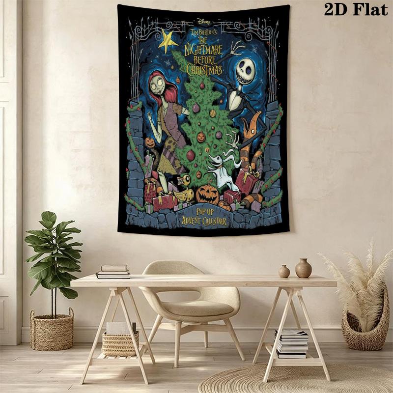 Jack Skellington'S Halloween Night Adventure Tapestry Fashion Print Wallmounted Atmospheric Background Cloth Background Cloth Wall Decoration