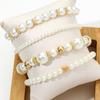 DIEZI 3 Colors Ethnic CCB Imitation Pearl Heart Beads Strand Bracelets Bohemian Rope Bracelet Set For Women Men Party Jewelry