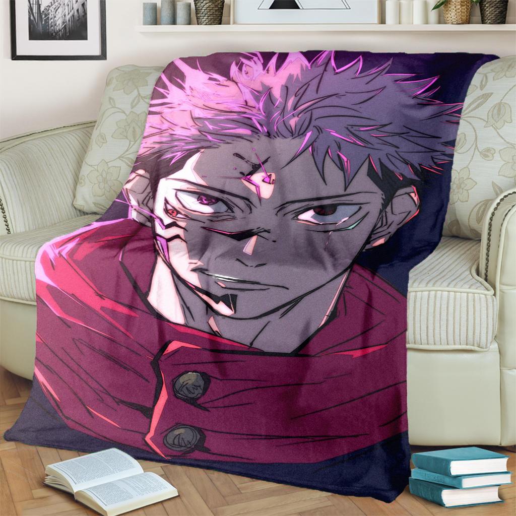 Comfortable Jujutsu Kaisen Flannel Print Blanket for Bedrooms, Sofas, Beds, Chairs, Picnics, Travel