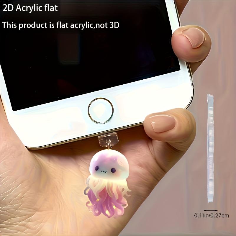 2Dплоский, 1 шт. 2D Милая тема медузы Заглушка от пыли для мобильного телефона: Подходит для разъема IPhone/Type-C - Акриловое обслуживание мобильных телефонов, Идеальный праздничный подарок