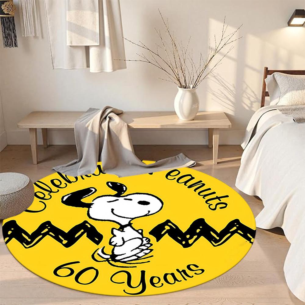 Snoopy Round Area Rug Perfect for Hallway Outdoor Dormitory Dining Room Antislip Round Carpet Anime Office Decor Gift for Festivals