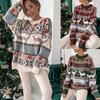 Женский модный осенний и зимний свитер с круглым вырезом и длинными рукавами с принтом