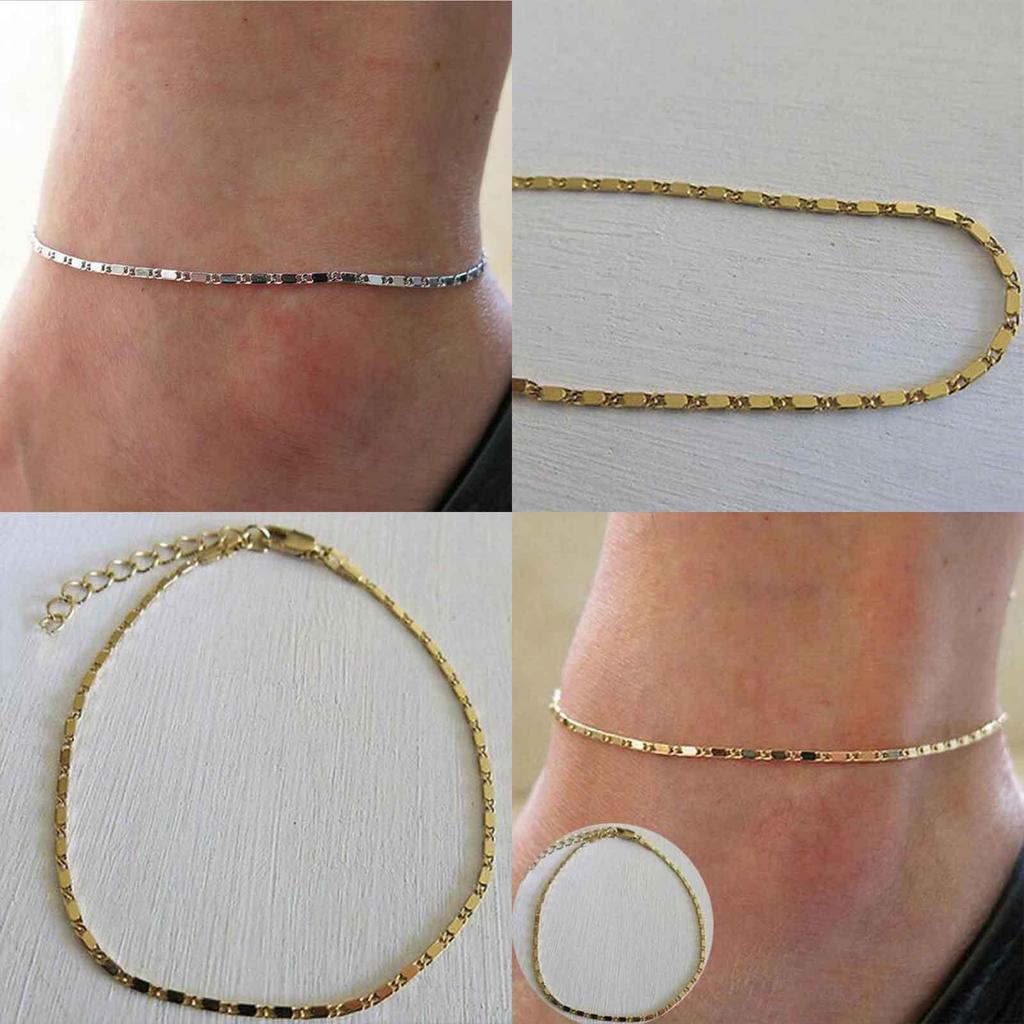 Versatile Women Simple Gold Plated Chain Anklet Ideal For Beach And Casual Wear