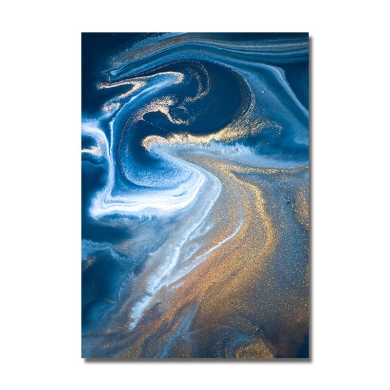 Золотая синяя волна плакат абстрактная картина на холсте скандинавские постеры и принты настенные художественные картины для гостиной современный домашний декор
