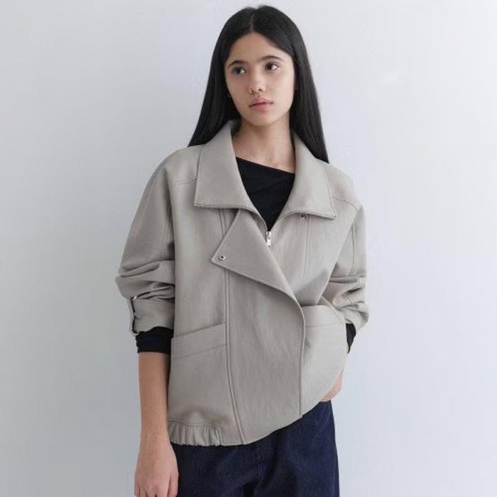 On On High Neck Pocket Leather Jacket Nel6sm206 91