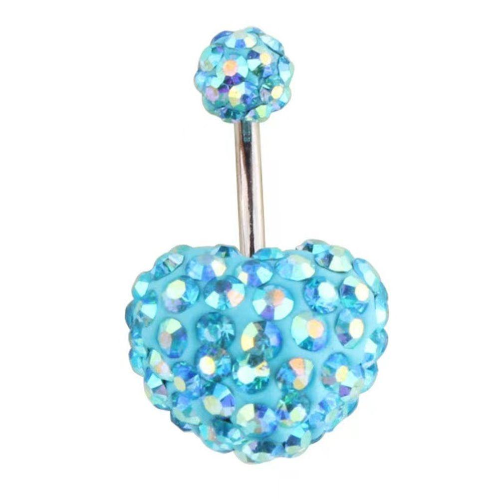 Двойной драгоценный камень Кнопка Мульти Кристалл Поддельное кольцо в пупок Сердце Штанга для живота Кольца для пупка Пирсинг тела