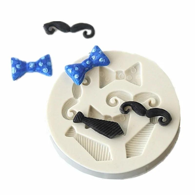 Милый Рождественский DIY Выпечка Снежинка Мальчик Мужчина Усы Галстук и Радужная Форма Форма для Печенья Торта Украшение Силиконовый Инструмент Аксессуары для Выпечки