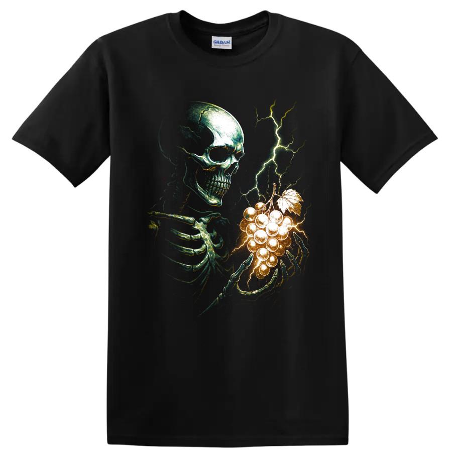 Skull T Shirt Fiery Neon Blue Skeleton Head Gothic Halloween Graphic Art Tee