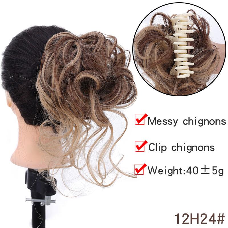 Синтетическая булочка с грязными кудрями, эластичная заколка для волос, кусок парика, женская заколка для волос, черный, коричневый