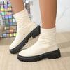 Spring Foreign Trade Large Size Fashion Boots Women's New Elastic Fly-woven Thick-soled Socks Boots Casual Low-tube Martin Boots