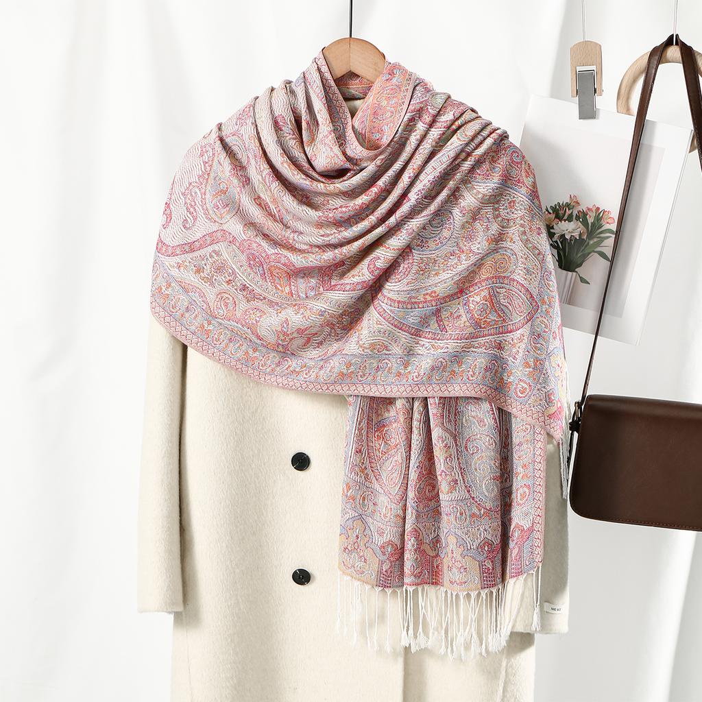 Paisley Embroidery Cotton Hijab Scarf For Woman Muslim Hijabs Pashmina Tassels Shawls Fashion Long Wraps Foulard Islam Turban