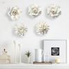 3D Ceramic Flower Wall Decor Ceramic Hanging Decor Unique Arts Sculpture White Artificial Flower for Bedroom Dining Home Hallway