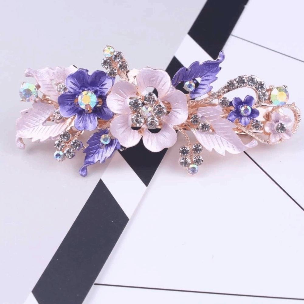 Oil Drip Design Zinc Zinc Alloy Hair Clip Floating Rhinestone Women's Headwear Floral Spring Clip Party