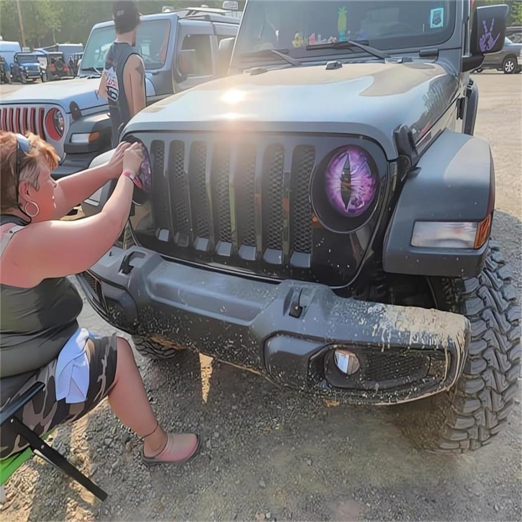 Наклейки на фары с глазами зверя, наклейки с глазами для фар джипа, наклейка на круглую фару, наклейка на фару с 3D стереоглазами, наклейка на фару с круглым глазом