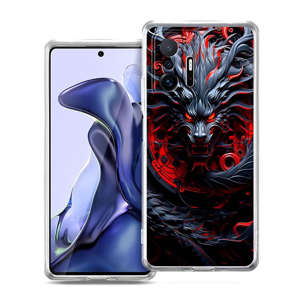 Прозрачный чехол для телефона для Xiaomi Mi 14 13 12 11 Ultra Poco X3 NFC F3 F6 Pro Мягкий ТПУ корпус Модный тренд Мультяшный Китайский дракон