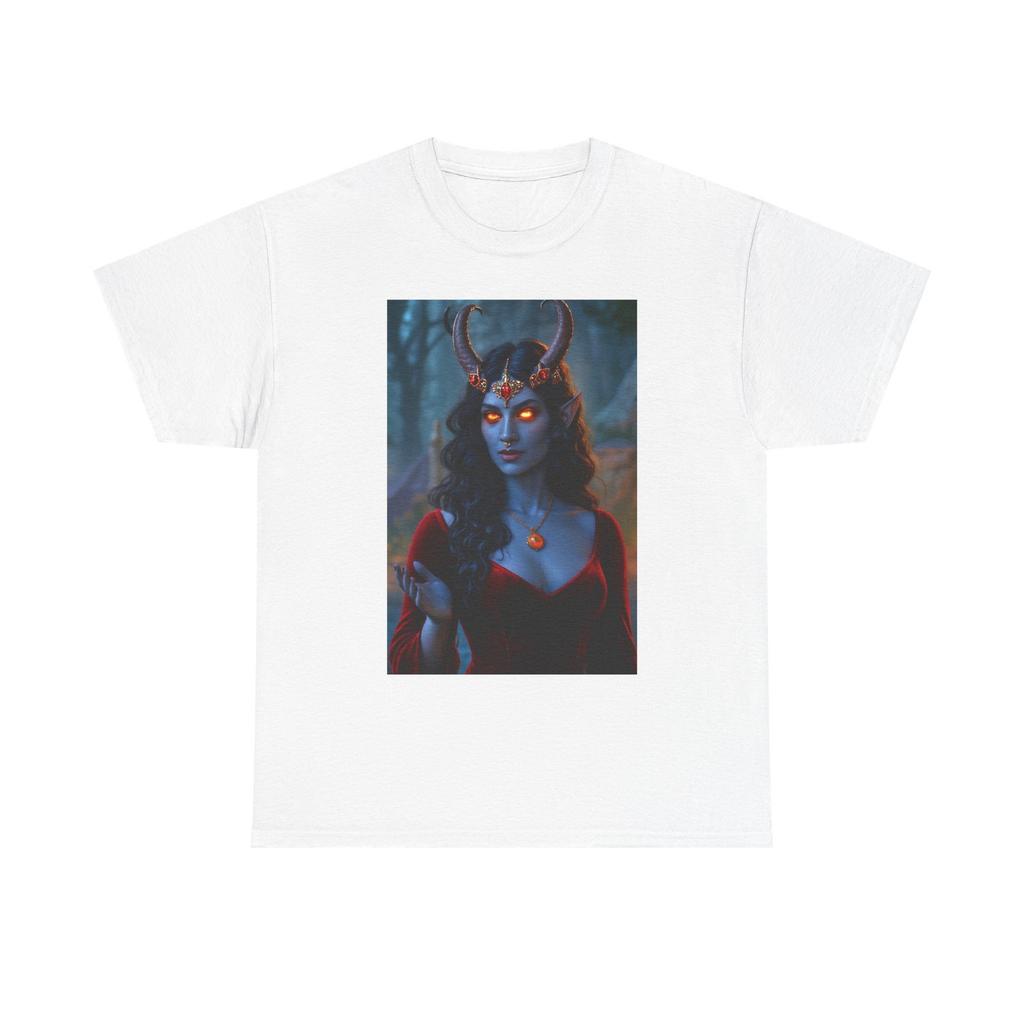 Gothic Horned Goddess Woman Fantasy Tee, Witchy T-Shirt Dark Art Apparel