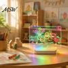 Lighted Dry Erase Board for Desk LED Drawing Kids, Rechargeable DIY Light Up Tablet with 7 Color Desktop Message Office Pens, Neon Glow Note