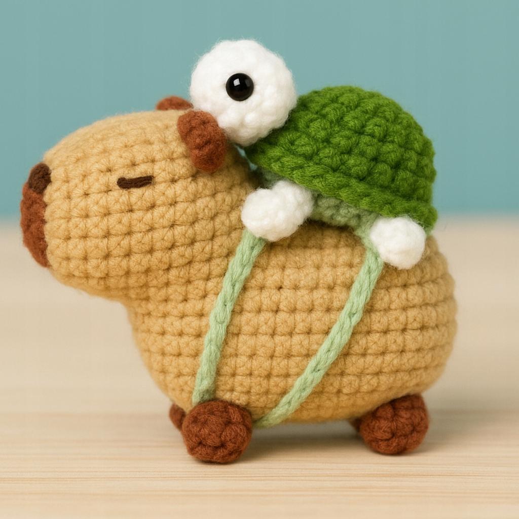 Capybara Crochet Kit With Backpack Turtle Crochet Diy Handicraft