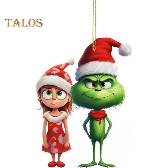 1/7Pcs Christmas Tree Ornaments Cartoon Green Elf Tree Hanging Decoration Acrylic Xmas Pendant for Holiday Car Window Wall Tree Decor