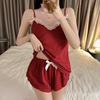 Summer Sexy Women's Pajama Set: Imitation Cotton Spaghetti Strap Top and Shorts In Pure Desire Style