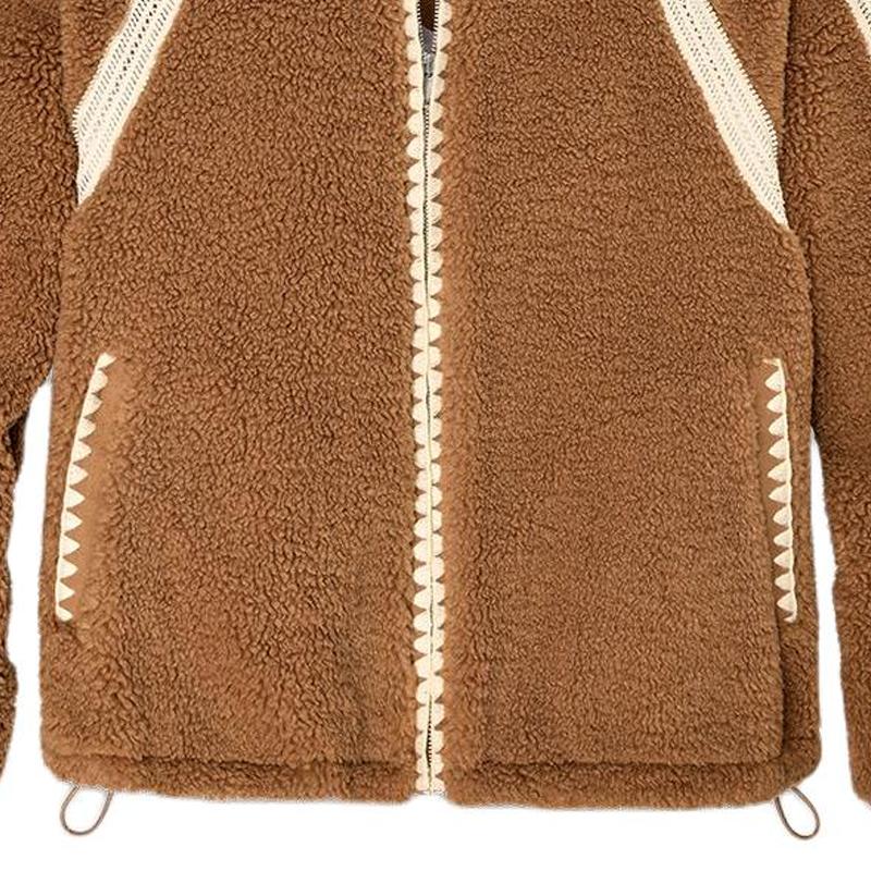 UGG Color Block Striped Zip Long Sleeve Jacket Women Jackets Brown 1161670-CHE