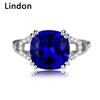 Классические посеребренные кольца Lindon для женщин с драгоценным камнем аквамарином, ювелирные изделия на годовщину, подарок, размер 6-10