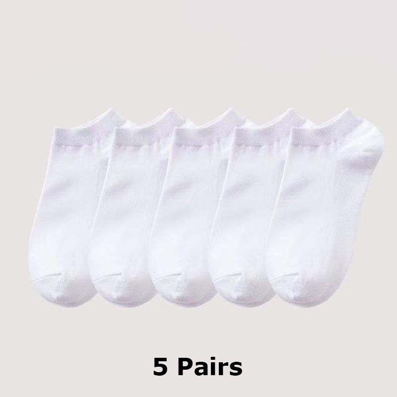 Комплект из 5 шт. хлопковых носков-лодочек с низким верхом, дышащие носки с защитой от пота и запаха, с коротким носком и длиной до середины икры