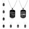 For We Walk By Faith Not By Light Stainless Steel Bible Psalm Necklaces Black Cool Tag Pendants Jewelry