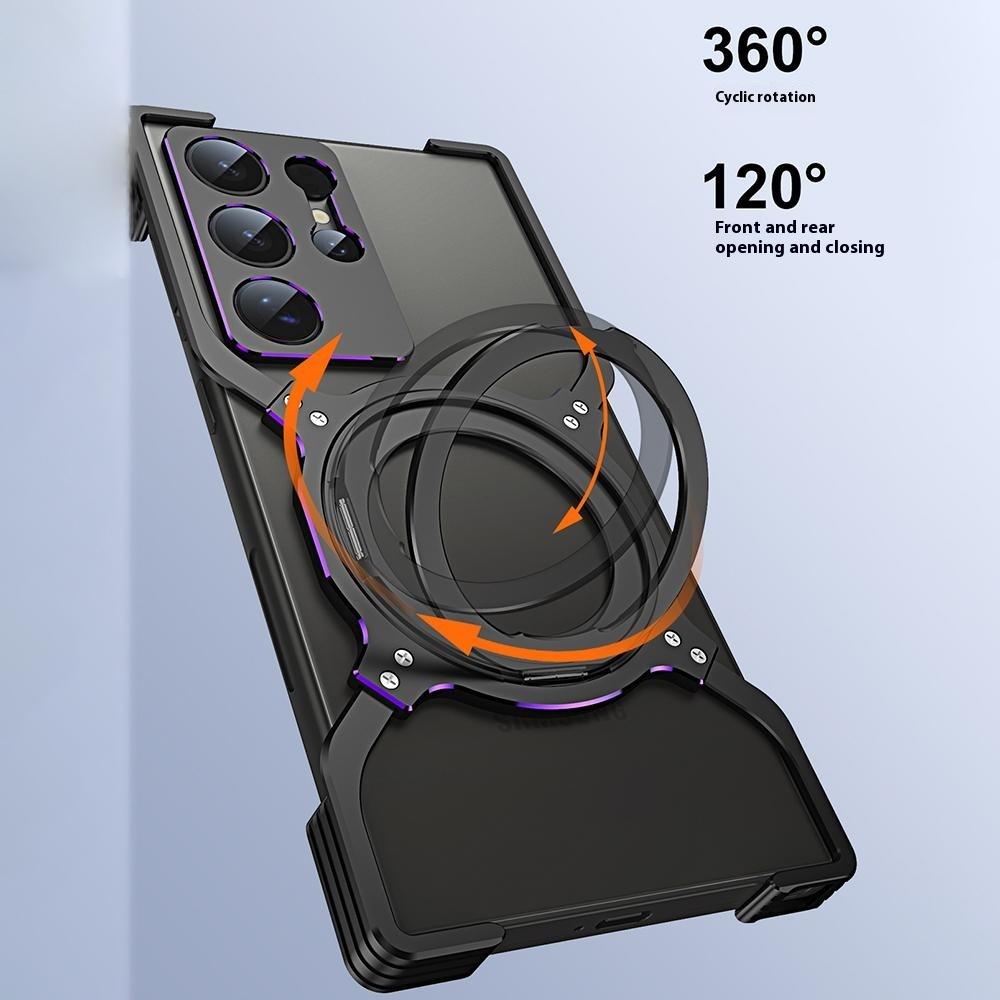 Чехол-подставка для Samsung Galaxy S23 Ultra Металлический бампер Магнитная крышка для телефона